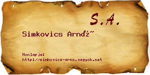 Simkovics Arnó névjegykártya
